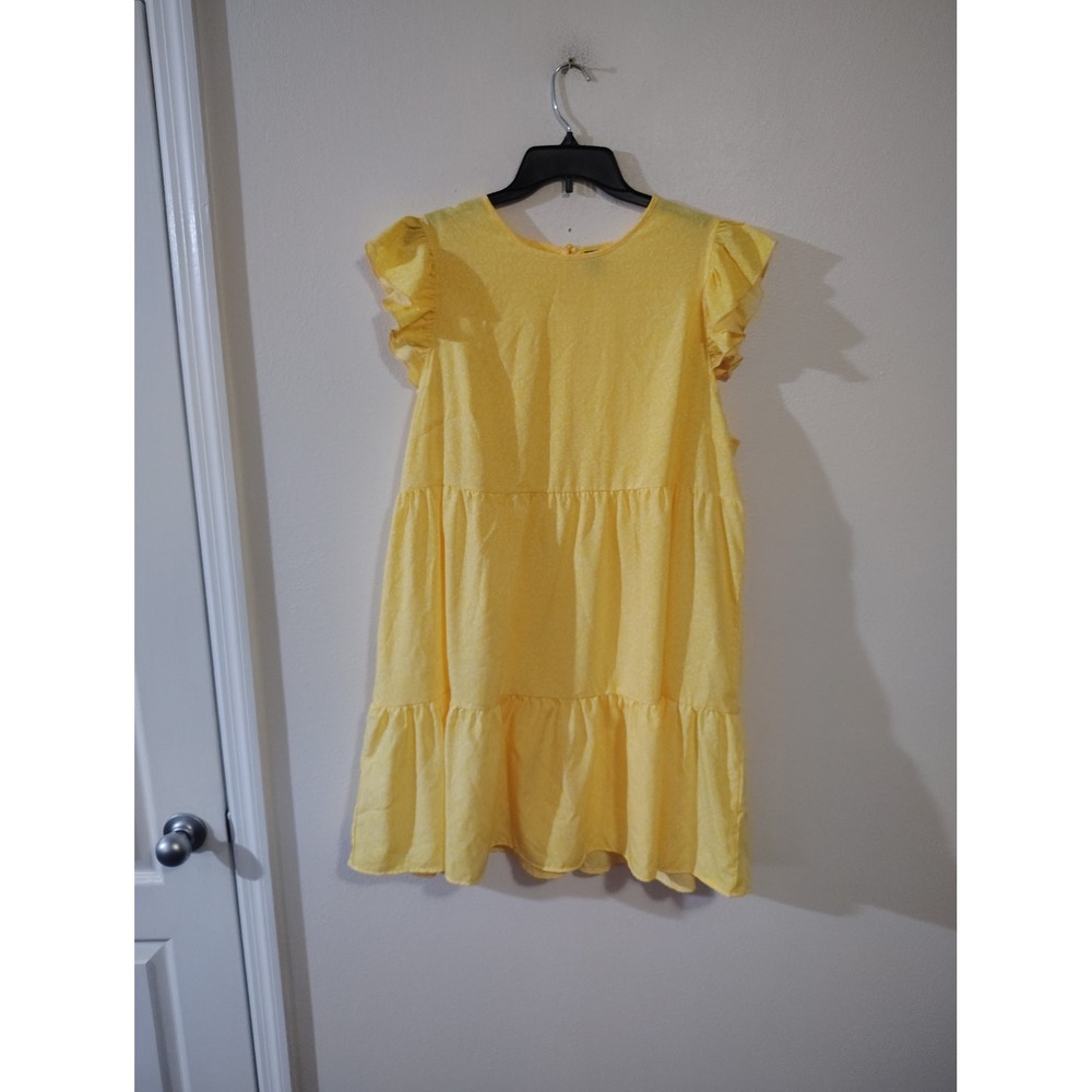 Emery Rose Yellow Floral Tiered Babydoll Dress Flutter Sleeve 2XL